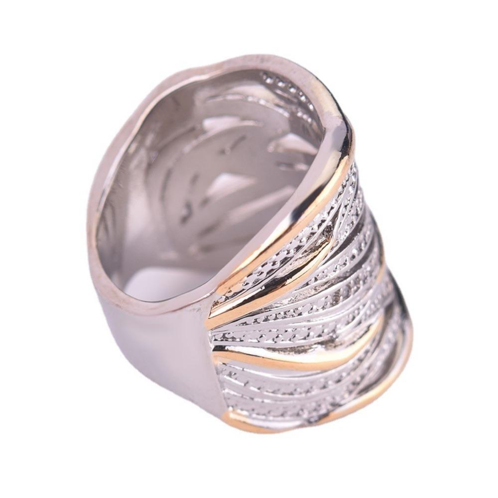 Full Diamond Zirconia Wrapped Multi Layer Gold Two Tone Ring Elegant Jewelry for Women
