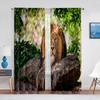 Tende in Tulle Tigre per Decorazione Soggiorno Foglie Verdi Animale Selvatico Tenda Voile Velata per Camera da Letto Cucina Tendaggi per Finestre Tende