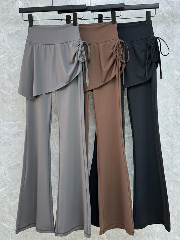 Damskie spodnie do jogi z podszewką polarową, lekko rozszerzane u dołu - Slim Fit, Odzież sportowa Jesień/Zima do biegania, Pilatesu, Fitnessu