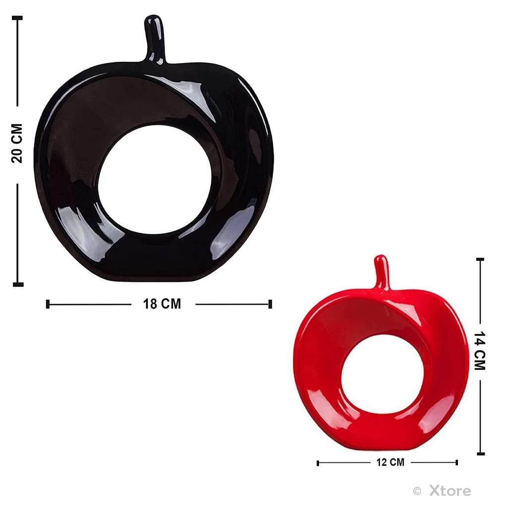 Wunderschönes Keramik-Prunkstück in Apfelform für die Heimdekoration (2er-Pack, Farbe Schwarz und Rot)