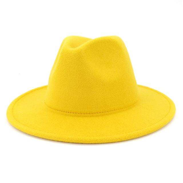 Women'S Black Elegant Wide Brim Fedora Flat Panama Hat Cap Wide Brim Autumn Hat Elegant Imitation Wool Camel Winter Caps