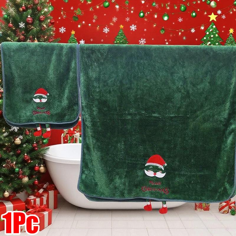 Christmas Bath Towels Practical Christmas Gift Comfortable Hand Towel Thick Cartoon Pattern Cute 35*75/70*140cm