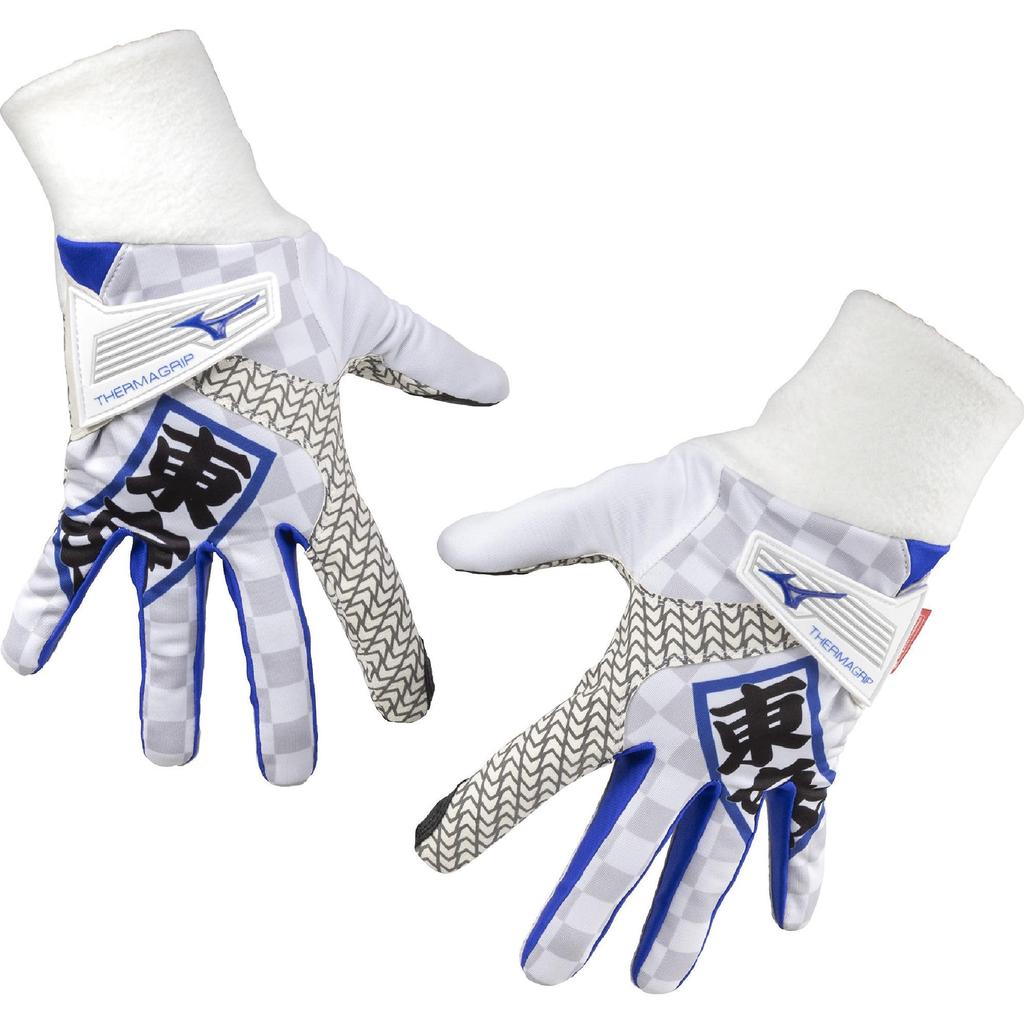 Mizuno ThermaGrip HAPPI COLLECTION Golf Size L 5MGMB552 Men's Gloves, Ambidextrous, White/Blue, (25-26cm),