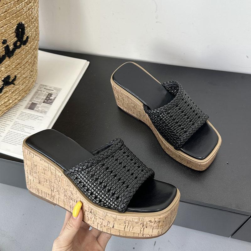 Fashion Fashion Platform Women Wedges Slippers Slides Sandals Shoes Female Thick Soled Footwear Ladies Wedges Slippers Shoes Big Size 43