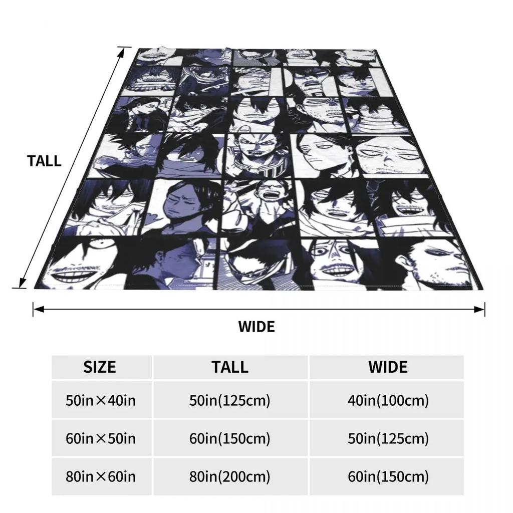 Coperta Collage Aizawa Shota in Pile My Hero Academia Coperte Calde da Viaggio per Auto Divano Divano Copriletto