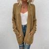 Fashionable Women's Knitted Cable Cardigan Sweater Mid-length Twisted Rope Cardigan Coat