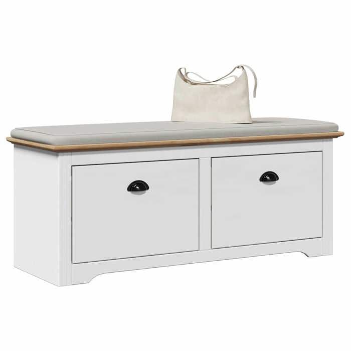 VidaXL Banc de couloir BODO blanc et marron 114x40x45 cm, banc, siège de couloir, banc de rangement, banc d'entrée, meuble 4016870