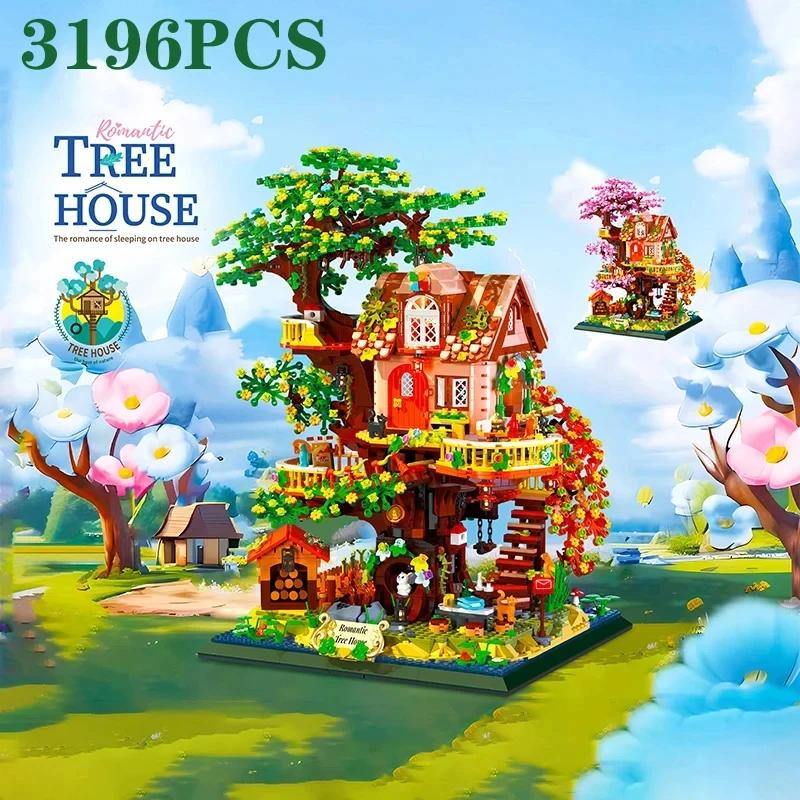 

3196PCS Sakura Tree Building Blocks Set Diy Cherry Blossom Bricks Treehouse Model Desktop Ornament Girls Romantic Gifts Kids Toy With Box
