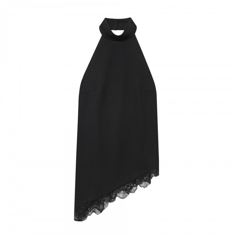 European American Women s Clothing Sexy Backless Lace Hanging Collar Sleeveless Dress L чёрный