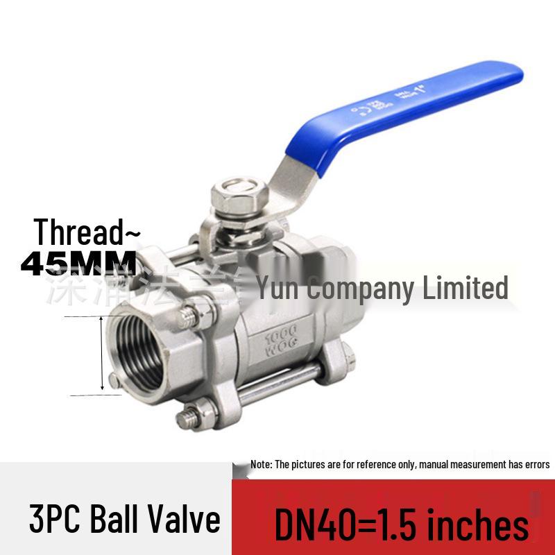 316 Stainless Steel 3-Piece Ball Valve, Internal Thread, Screw Port, 1-Inch, 2-Inch
