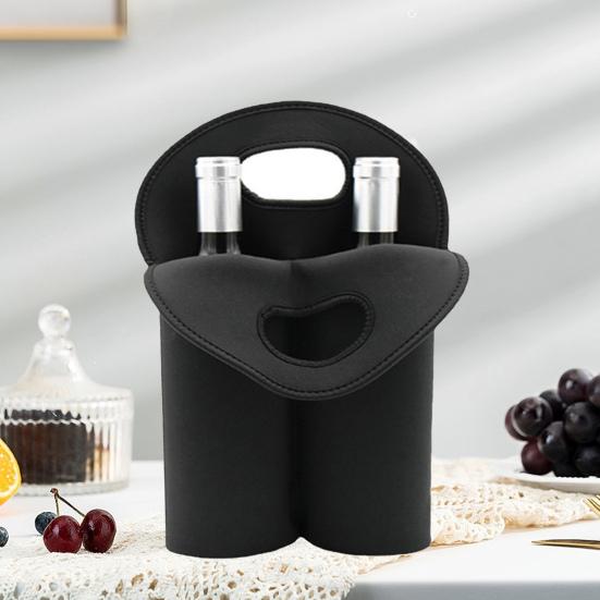 Neoprene Double Wine Tote Bag Reusable Carrier Cooler for 2 Standard 750ml Bottles Wine