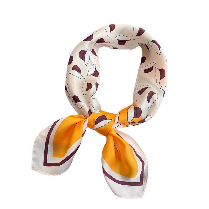Printed contrasting color scarf spot women's summer fresh scarf silk scarf sweet hat small square scarf pattern simple blue