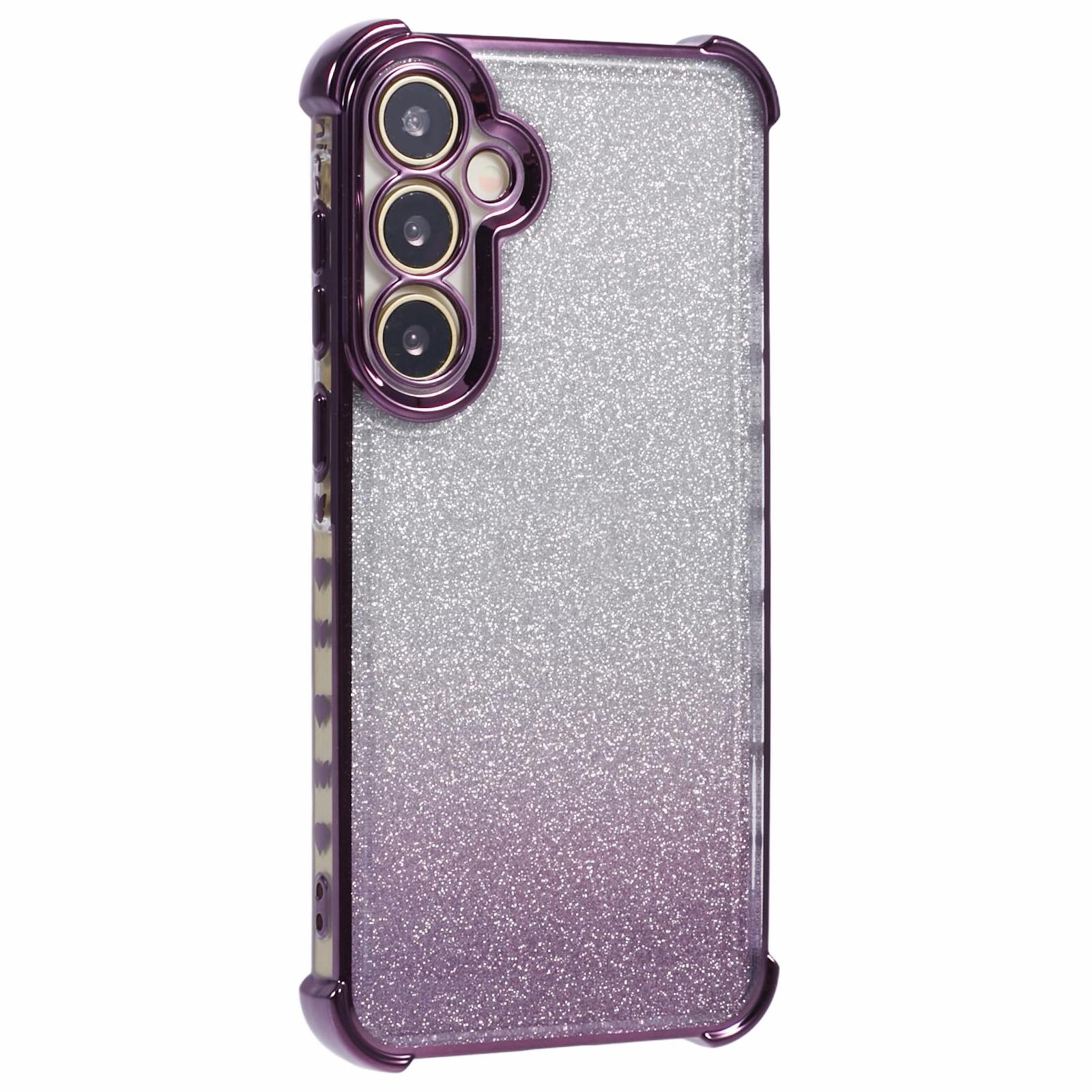 

For Samsung Galaxy A55 5G TPU Case Glitter Gradient Electroplated Phone Cover Dark Purple