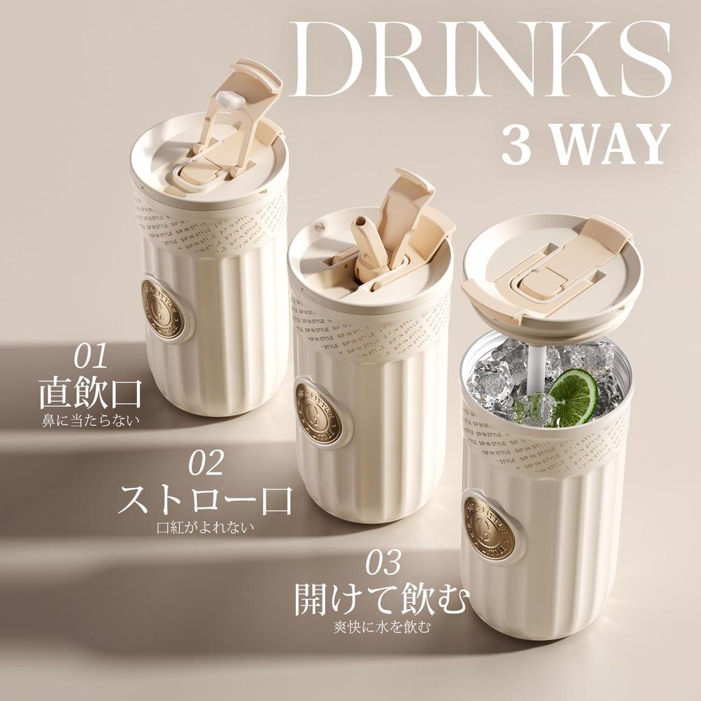 GOOM 500ml Przenośny Kubek Termiczny ze Stali Nierdzewnej z Rurką, Szczelna i Łatwa do Czyszczenia Pokrywka, Zawiera Pasek i Funkcję 3-w-1.