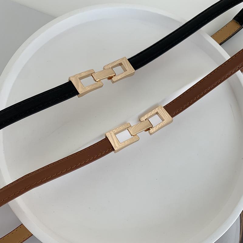 Musthave Womens Double Buckle Belt In Elegant Black And Chic Camel For Outfit Any