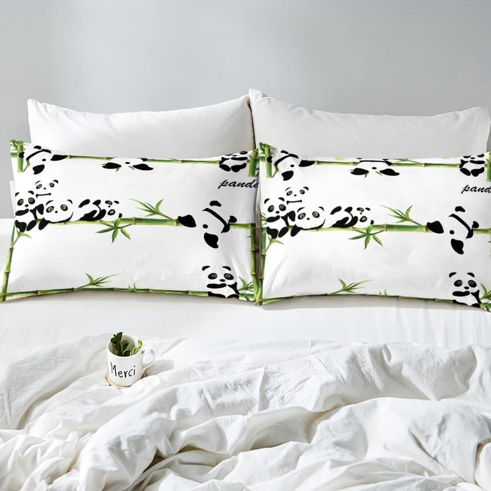 Cute Little Panda Patterned Bed Sheet Set, Children's Animal Bedroom Decoration Bed Sheet Set, Boys' Printed Duvet Cover Set