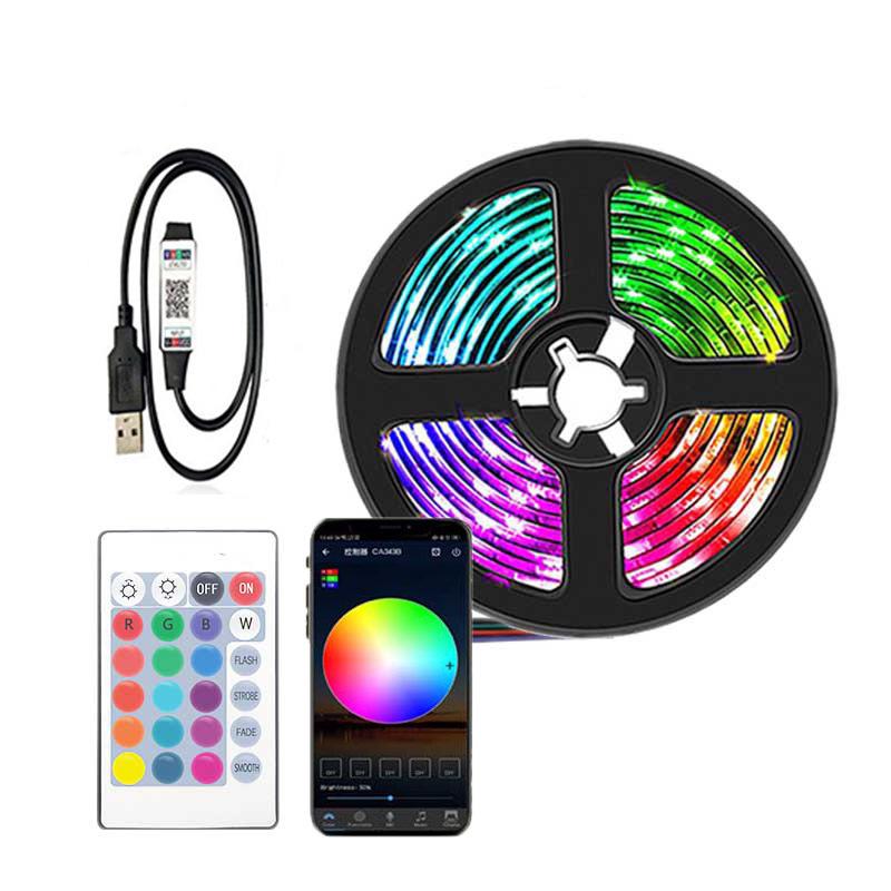 5V RGB LED Strip Lights with Remote & Bluetooth Music Sync for TV Background