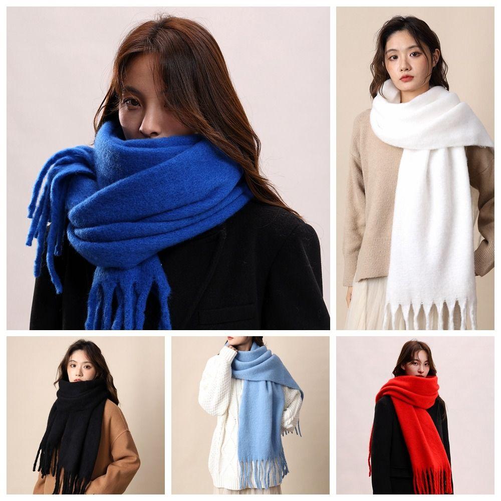 Mohair Winter Wool Scarf Plush Long Shawl Elegant Winter Cashmere Scarves  Girl