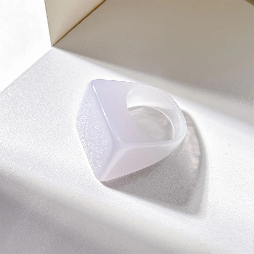 New Colorful Y2k Transparent Gradient Blooming Square Acrylic Resin Rings Sets for Women Girls Party Jewelry Hip Hop Ins Rings