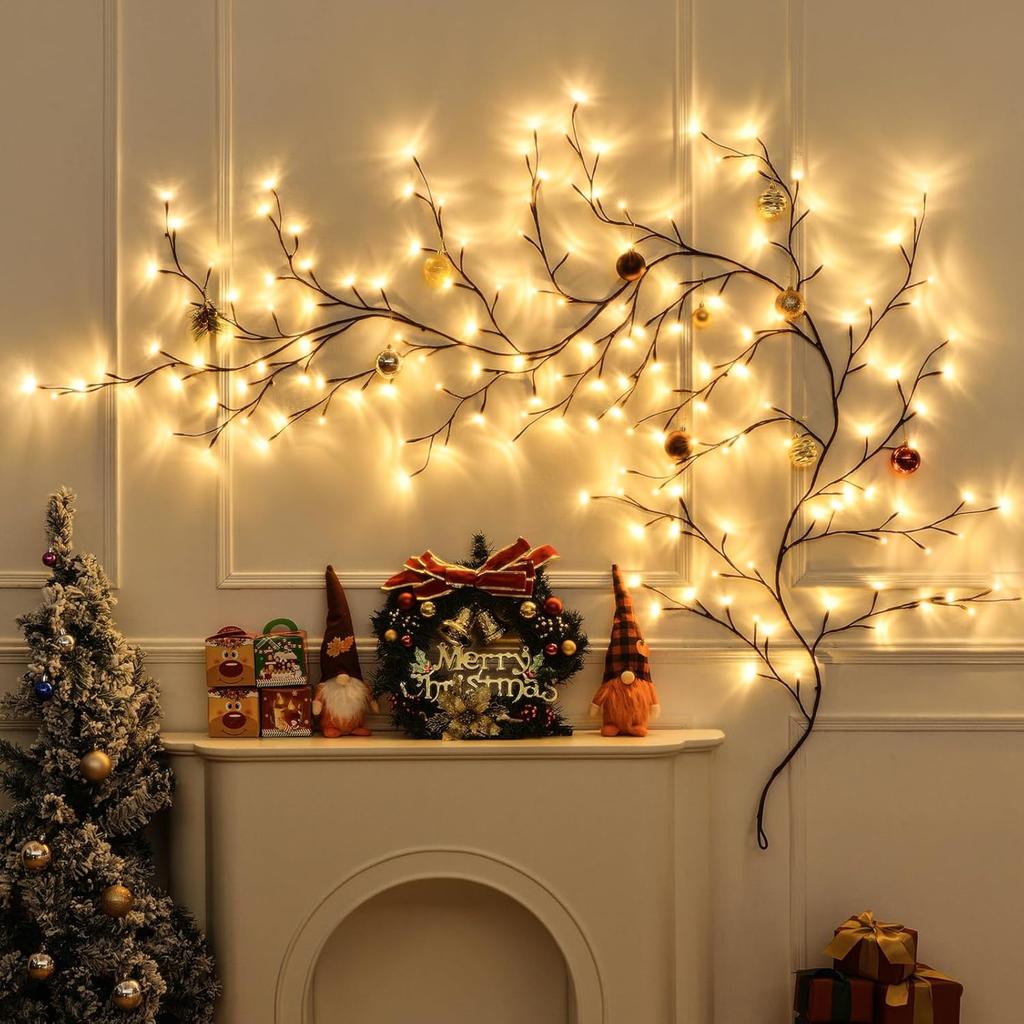 Enchanted Willow Vine Lights 9.5ft 160 LEDs for Home Decor, Christmas Swags Decorations Artificial Lighted Tree for Walls 8 Modes Christamas