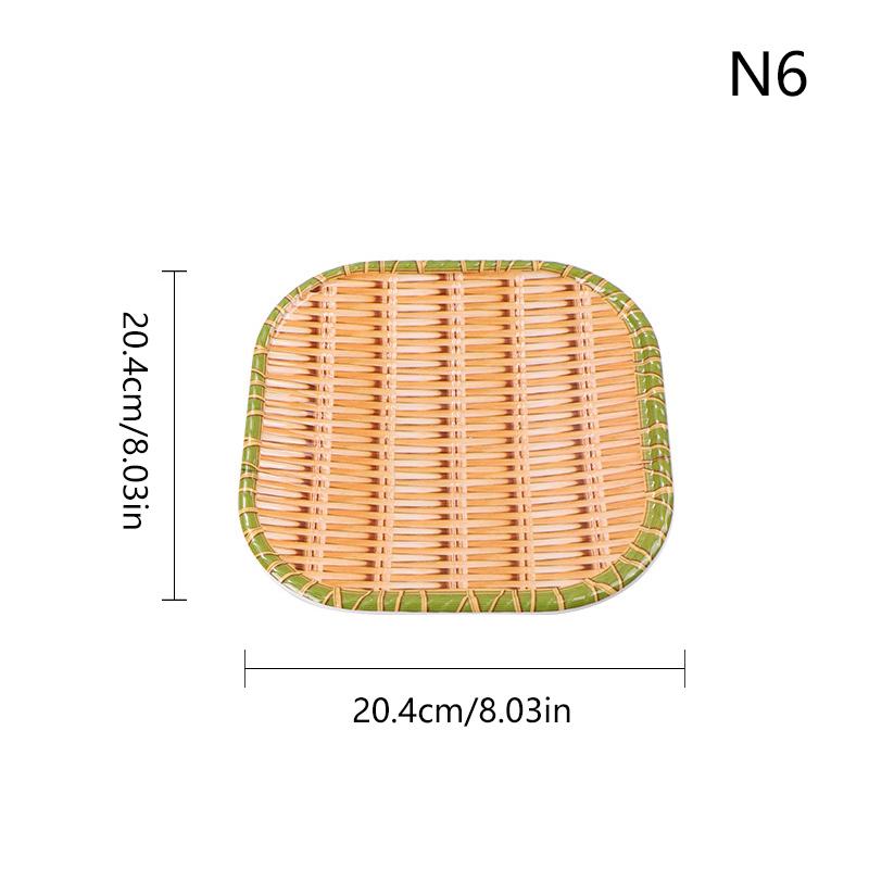 

Плетение из бамбука Горшок Тарелка для овощей Несколько стилей Меламиновая тарелка для барбекю Зеленая сервировочная тарелка Ресторан Square S