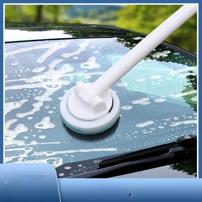 Car Glass Cleaning BrushSpongeLong-handled Glass Brush Circular Degreasing Film Car Window Brush