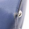 Used PRADA Triangle logo Tote Bag Saffiano leather Blue Used Women