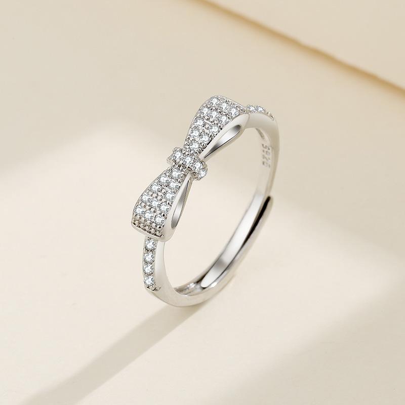 925 Silver Ring Heart AAA Zircon Open Adjustable Engagement For Women Wedding Fashion Jewelry Party Gifts