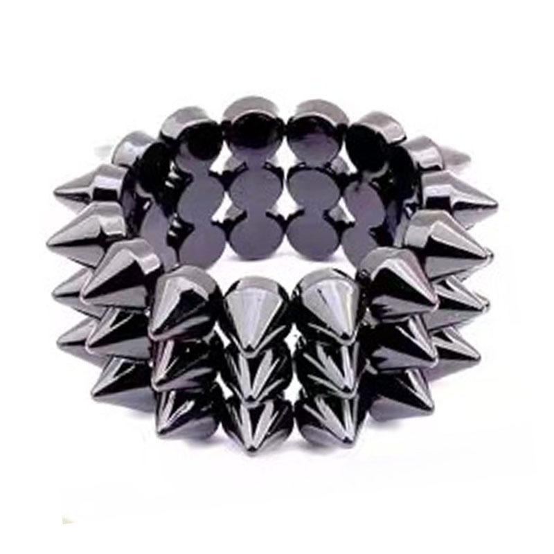 2 Stück Punk Style Nieten Spikes Armband, Unisex Silberfarbenes Edgy Nieten Manschettenarmband für Alltag, Party, Musikfestival-Kleidung
