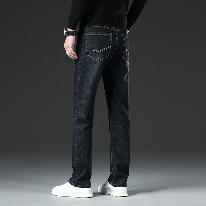 Autumn And Winter Thick Jeans Men'S Slim Fit Small Straight Leg New Men'S Pants Business Casual Men'S Long Pants Trendy Brand