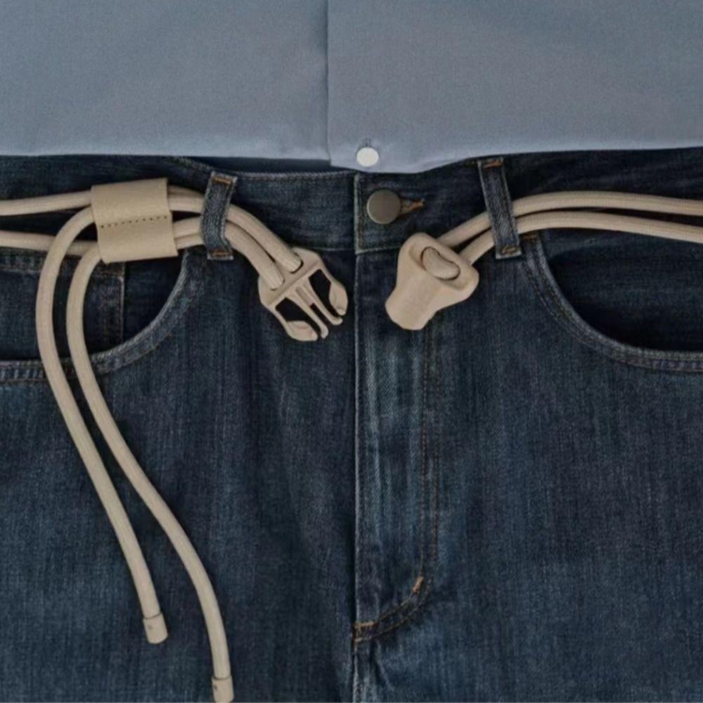 Trend Quick Release Snap Buckle Double Rope Belt Luxury Design Versatile Student Jeans Pants Belt Waist Rope