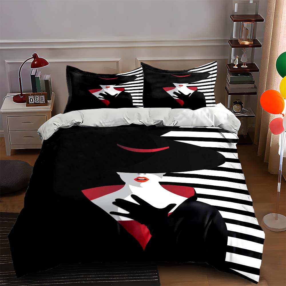 

Stylish woman silhouette. Bedding Duvet cover sets Duvet covers Pillowcases gifts (1 * Duvet Cover 2 * Pillowcases, without duvet insert) 135x200cm