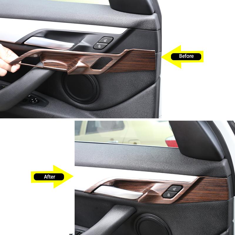 For BMW X2 F47 2018  Carbon Fiber ABS Interior Door Bowl Cover Trim For BMW X1 F48 2016- Car Accessories 4pcs