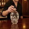 Totenkopf Whiskey-Karaffe, 500ml Gothic Glasflasche mit Stopfen, Halloween-Spirituosen-Spender für Hausbar, Gruselige Likör-Karaffe Geschenk