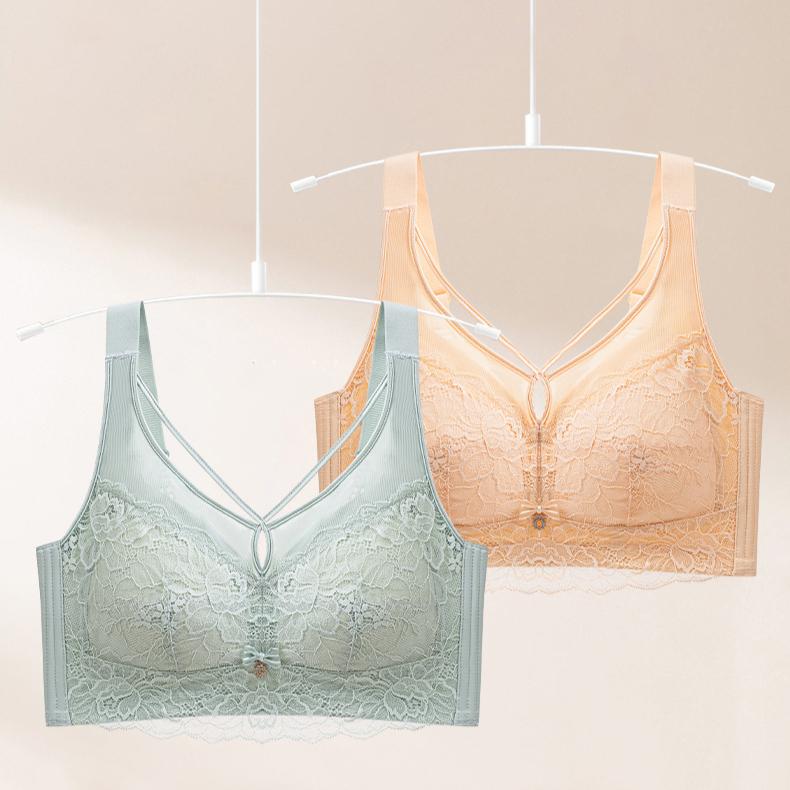 Lace Lingerie Women's Adjustable Bra Thin Breathable Gathering and Seamless Bra Push Up Bra