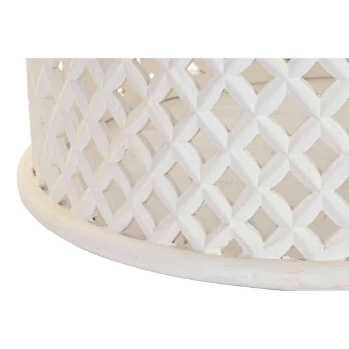 Table basse - 81 cm - Bois de manguier - Couleur: Blanc - Style arabe et indien