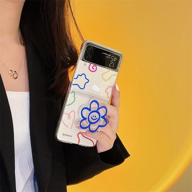 

Чехол с цветочной ручкой Tok для Samsung Galaxy Z Flip 3 с кронштейном для Samsung Z Flip 4 Zflip4, складной прозрачный защитный чехол Samsung Z Flip 3