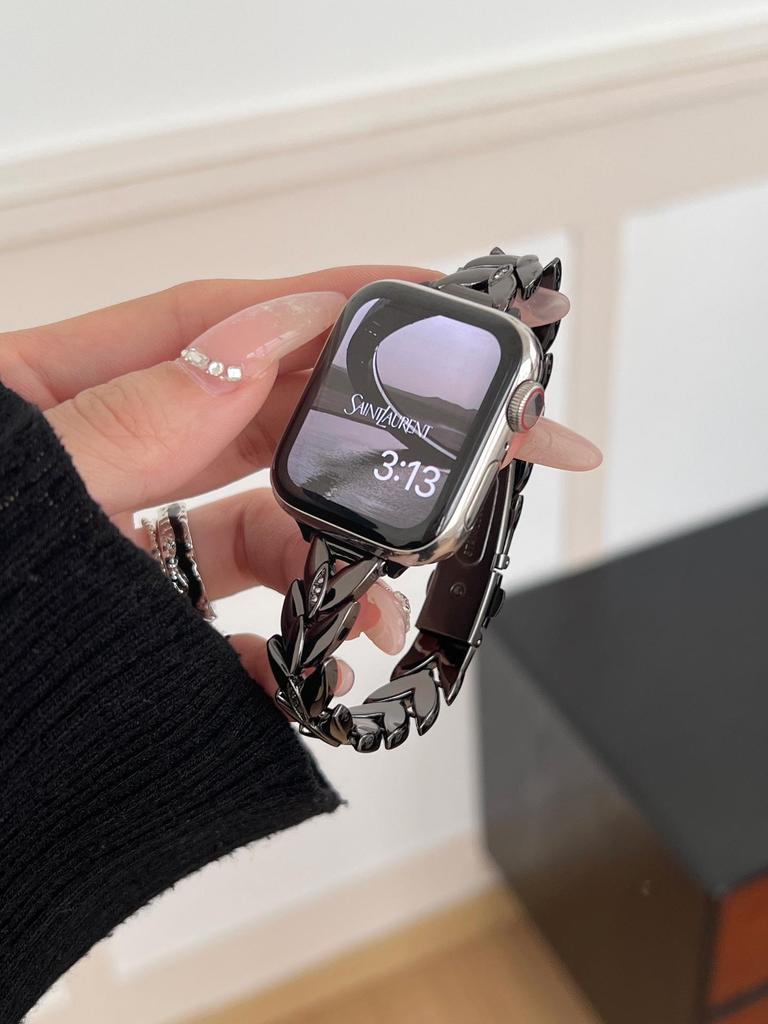 Wheat Ear Fine Diamond Metal Strap for Apple Watch - Stylish Fashion Band