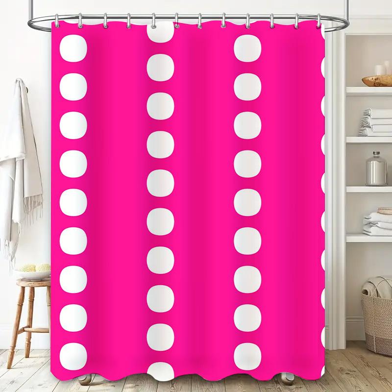 Bright Pink White Polka Dot Shower Curtain Waterproof Bathroom Decor for Home Decoration Modern Print Design Bath Mat Sets (210x
