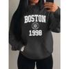 Boston City 1998 Art Letter Printing Hoody Women Pocket Y2K Fleece Hoodie Autumn Multicolor Sportswear Loose Clothes