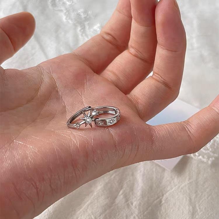 French Asymmetrical Hexagram Earrings, Sweet And Cool Earrings, Niche Design, High-End Retro Cold Wind Earrings, Earrings.