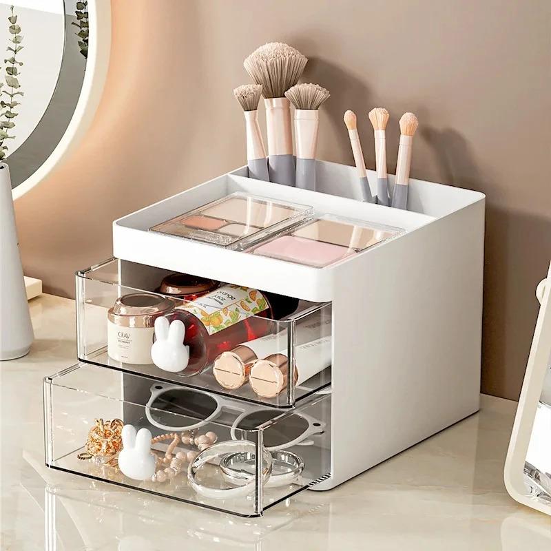 1 Stück mehrschichtiger Schreibtisch-Organizer mit Schubladen, Stift- und Schreibwaren-Aufbewahrungsbox, Büro-Schreibtisch-Make-up-Organizer mit erhöhtem Ständer