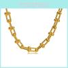 Collier Élégant en Forme de U Pour Couples Façonné en Acier Titane de Haute Qualité avec Placage Or et Design Géométrique Pour un Style Contemporain