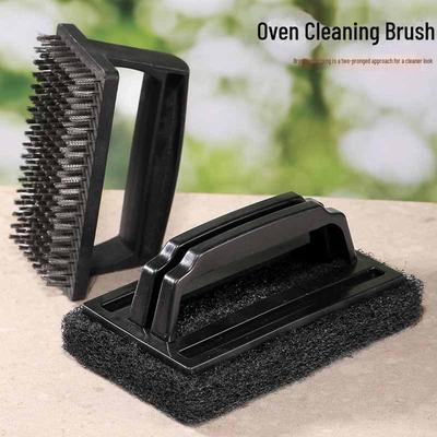 Spazzola Piatta in Filo d'Acciaio per Pulizia Piscina e Griglia con Manico per Barbecue all'Aperto