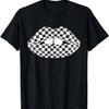 Checkered Pattern Lips Mouth T-Shirt