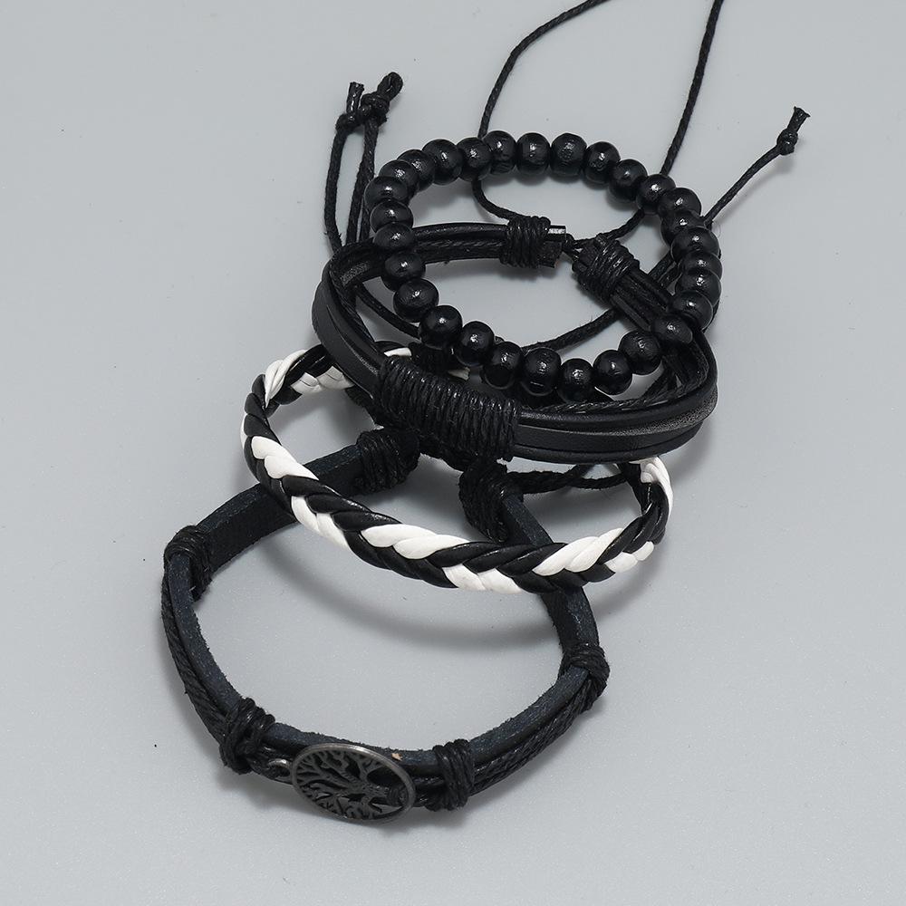 Men's Multi-Layer Tree of Life Woven Leather Bracelet Set