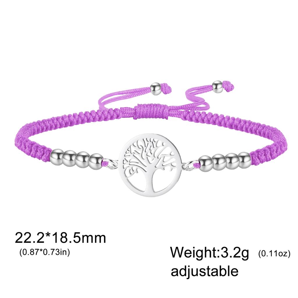  Classic Tree of Life Bracelet for Women Men Fashion Red/Black/Purple Color Rope Chain Bracelets Stainless Steel Jewelry