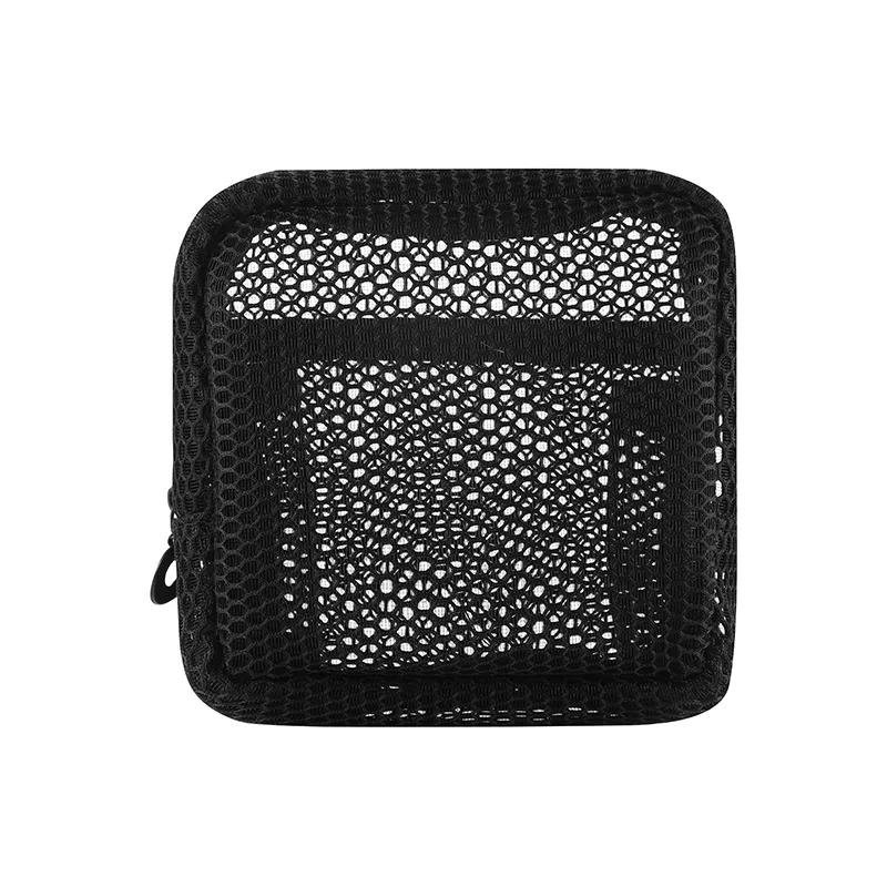 Square Mesh Cosmetic Bag Portable Lipstick Cosmetic Storage Bag with Zipper Multi-purpose Sundries Storage Bag Cute Student Case чёрный