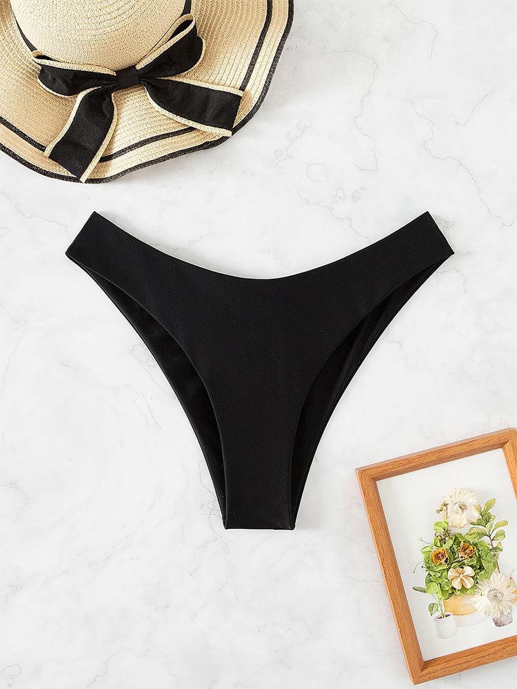 TS JYL-SW074 Solid V-Cut Bikini Bottom, Stylish Two-Piece Swimwear For Seaside M