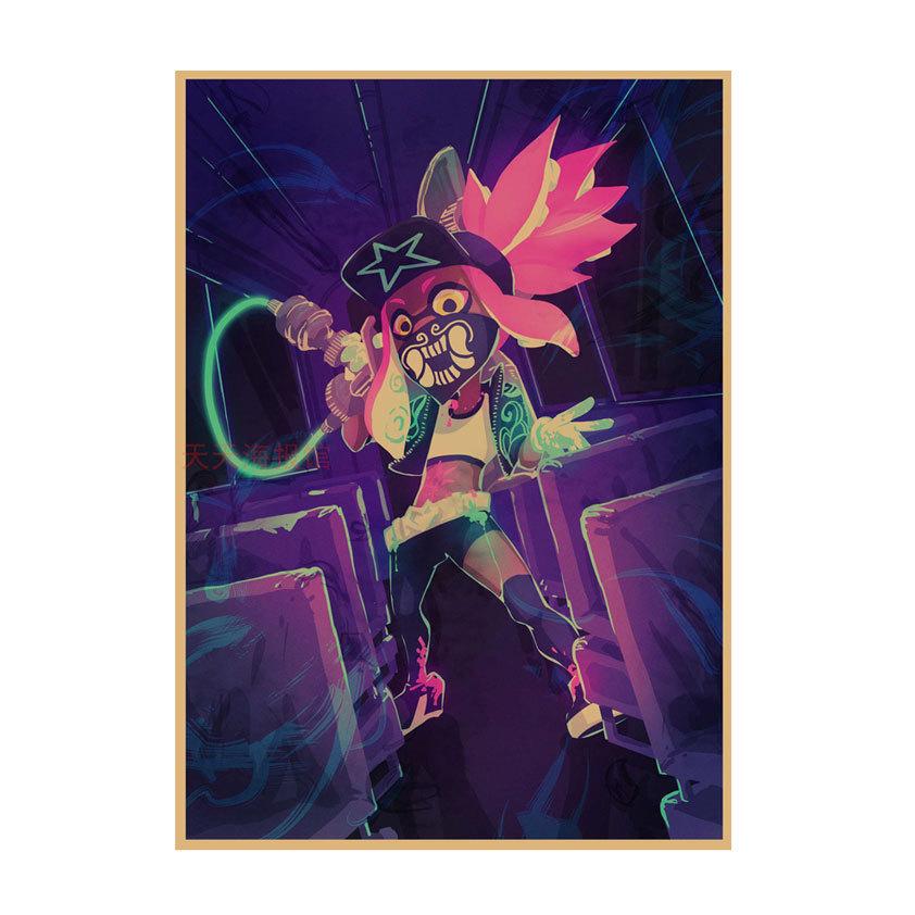 Splatoon Warriors Anime Poster - Retro Kraft Paper Wall Art for Game Rooms & Cafes